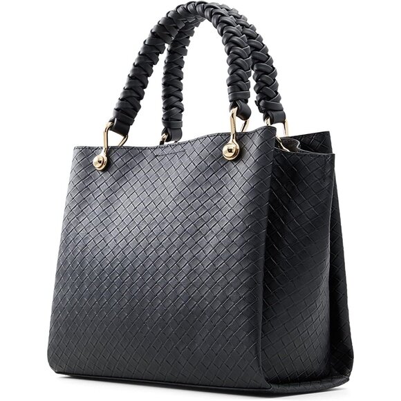Gloadithh Medium Black Tote Bag with Leather Lining - Perfect Everyday Handbag - Picture 2 of 6